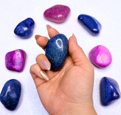 Blue Agate Dyed Palm Stone #1