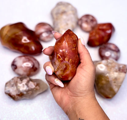Carnelian Flame Freeform Crystal Tower ‘Chloe’ 263g