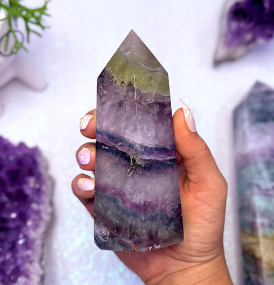 Rainbow Fluorite 601g Point Tower Crystal Generator ‘Freya’ 0.601kg