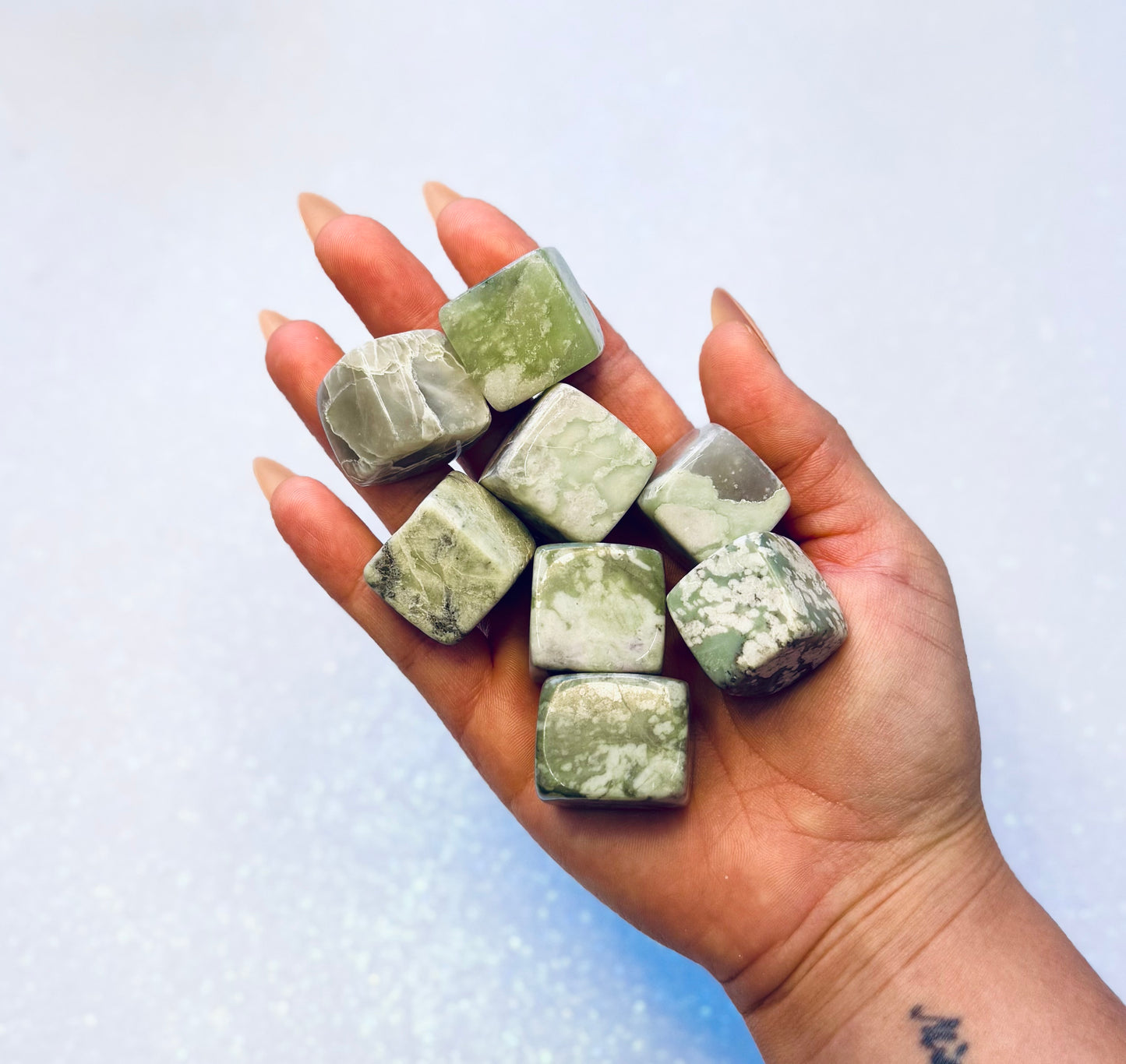 Lavender Green Jade Tumble Stone - Large