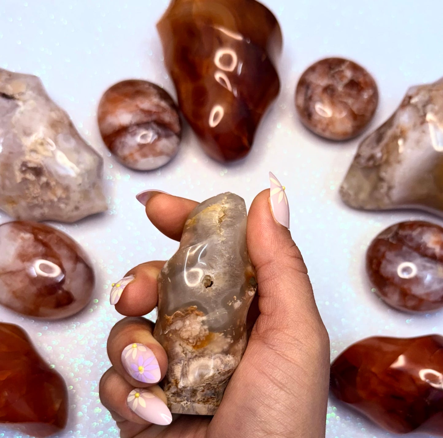 Flower Agate Freeform Flame Tower Crystal ‘Fiona’ 175g