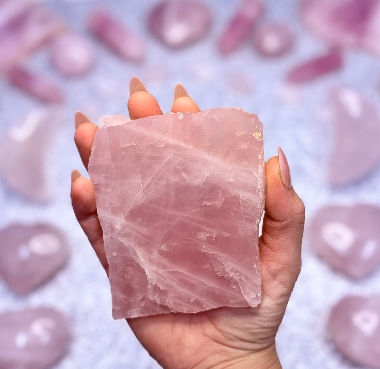Rose Quartz Polished Slab Slice Crystal - 216g
