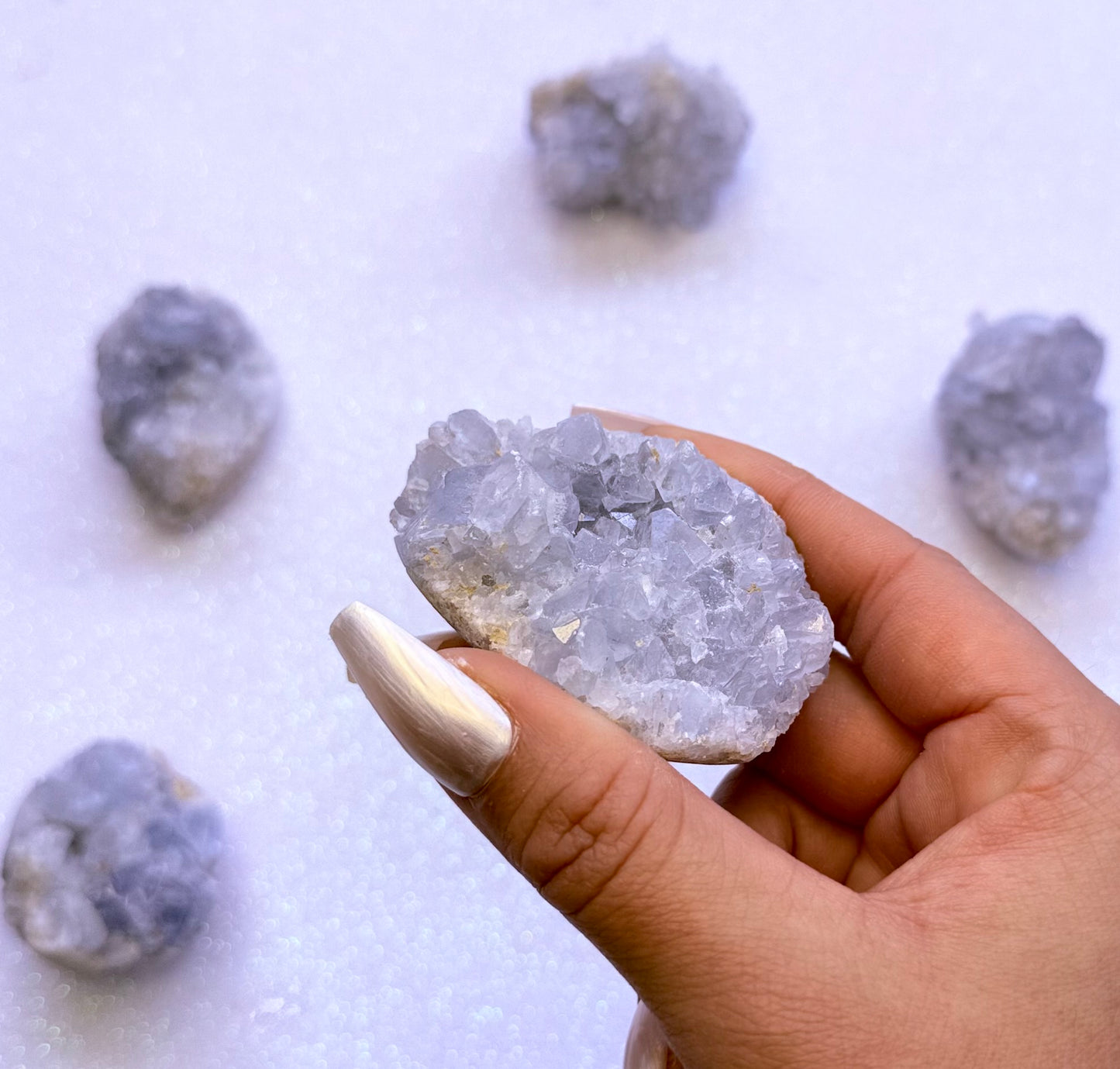Celestite Cluster Egg 109g #4