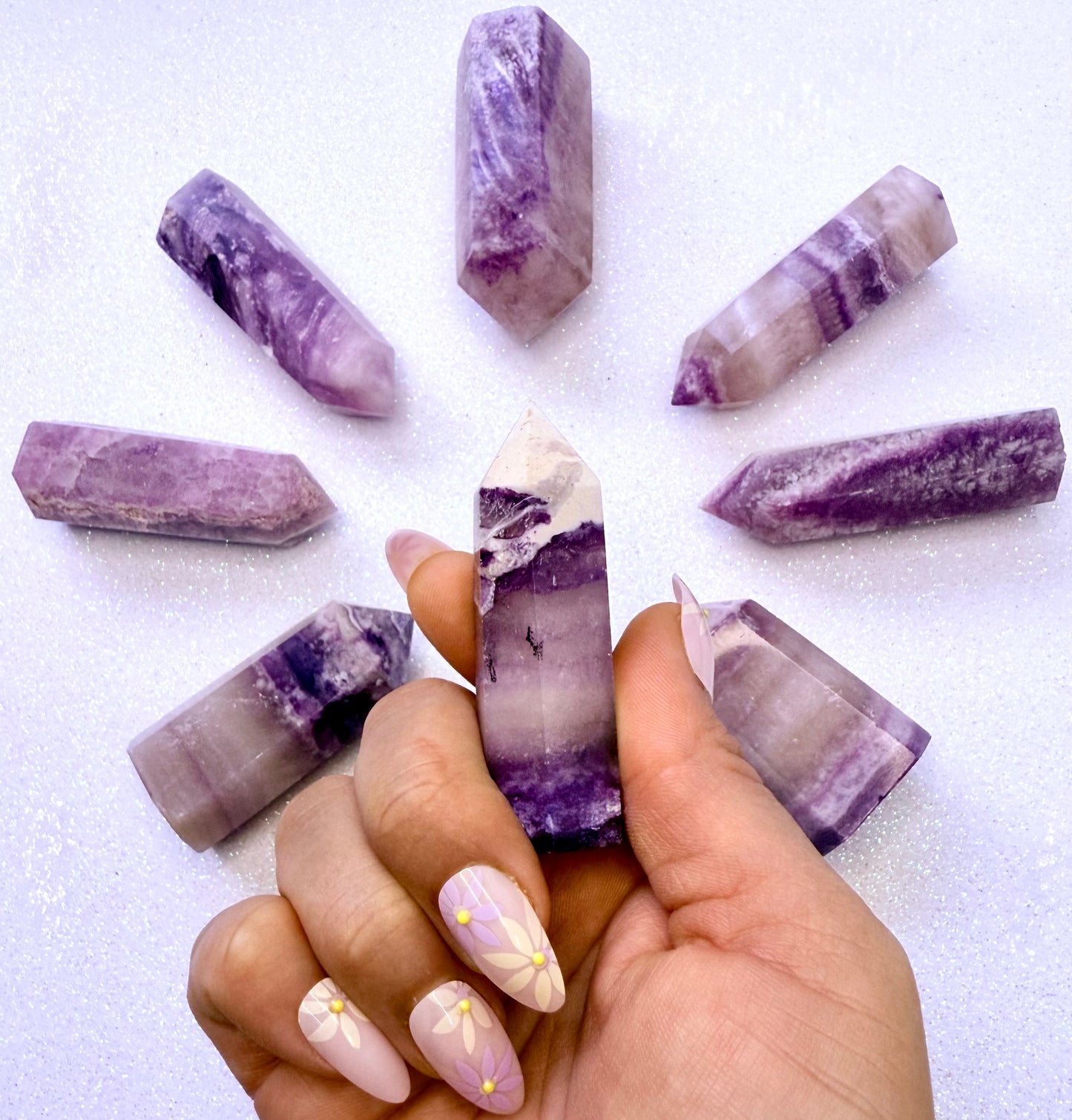 Rare Purple Silk Fluorite Point Tower 46g