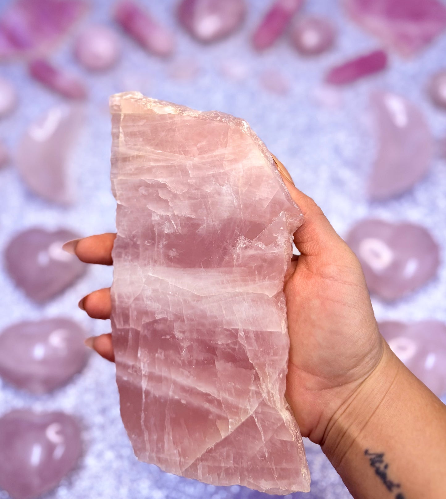 Rose Quartz Polished Slab Slice Crystal - 0.503kg