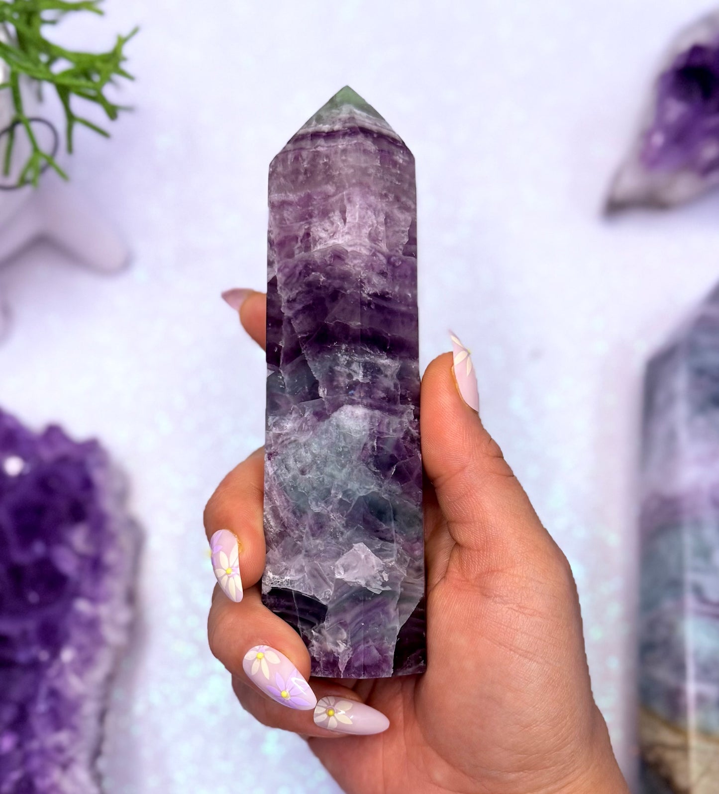 Rainbow Fluorite Point Tower Generator Crystal ‘Felix’ 420g