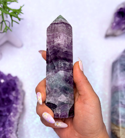 Rainbow Fluorite Point Tower Generator Crystal ‘Felix’ 420g