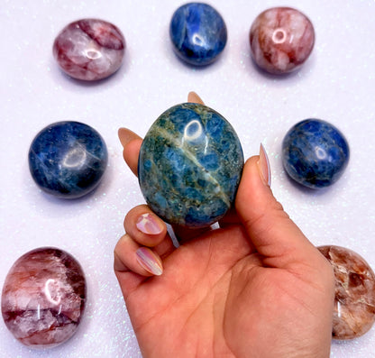 Blue Apatite Palm Stone 140g #4
