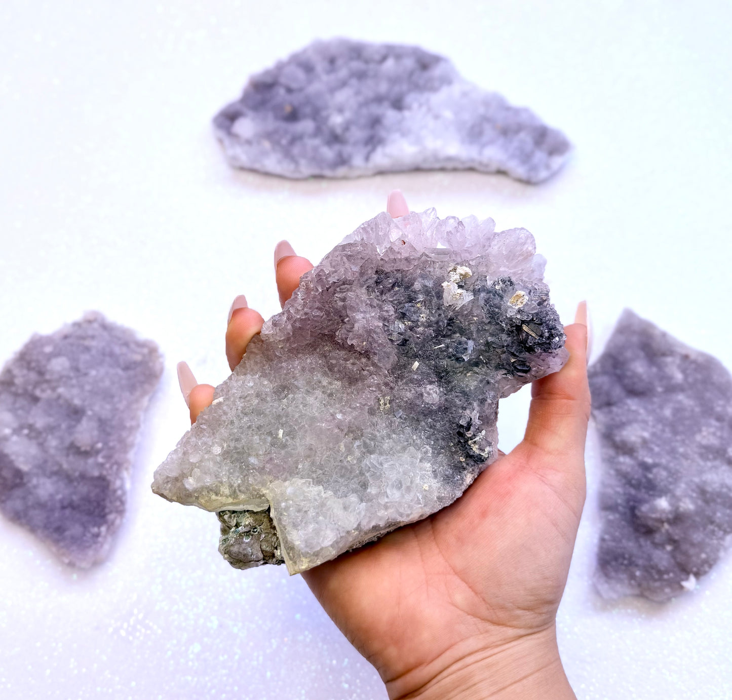 Amethyst Flower with Zeolite Cluster Slice Slab from Madagascar 374g 'Angelica'