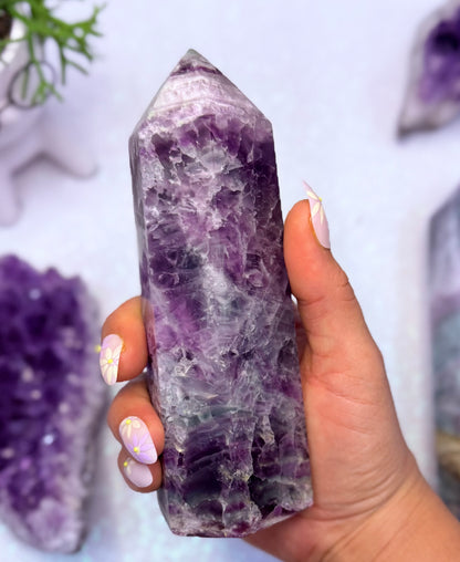 Rainbow Fluorite Point Tower Generator ‘Farah’ 0.658kg