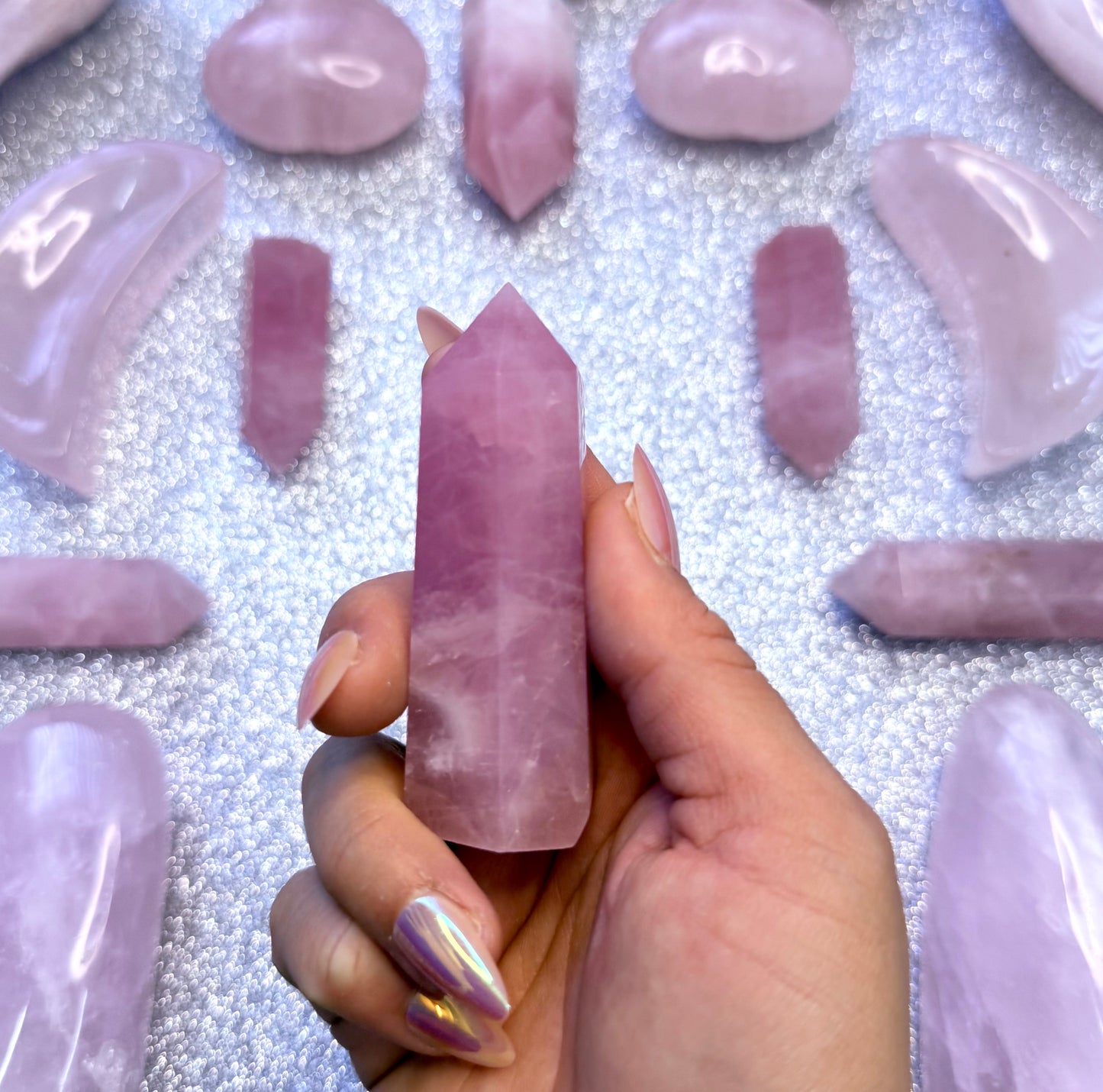 Rose Quartz Point Generator Crystal Tower - 100g