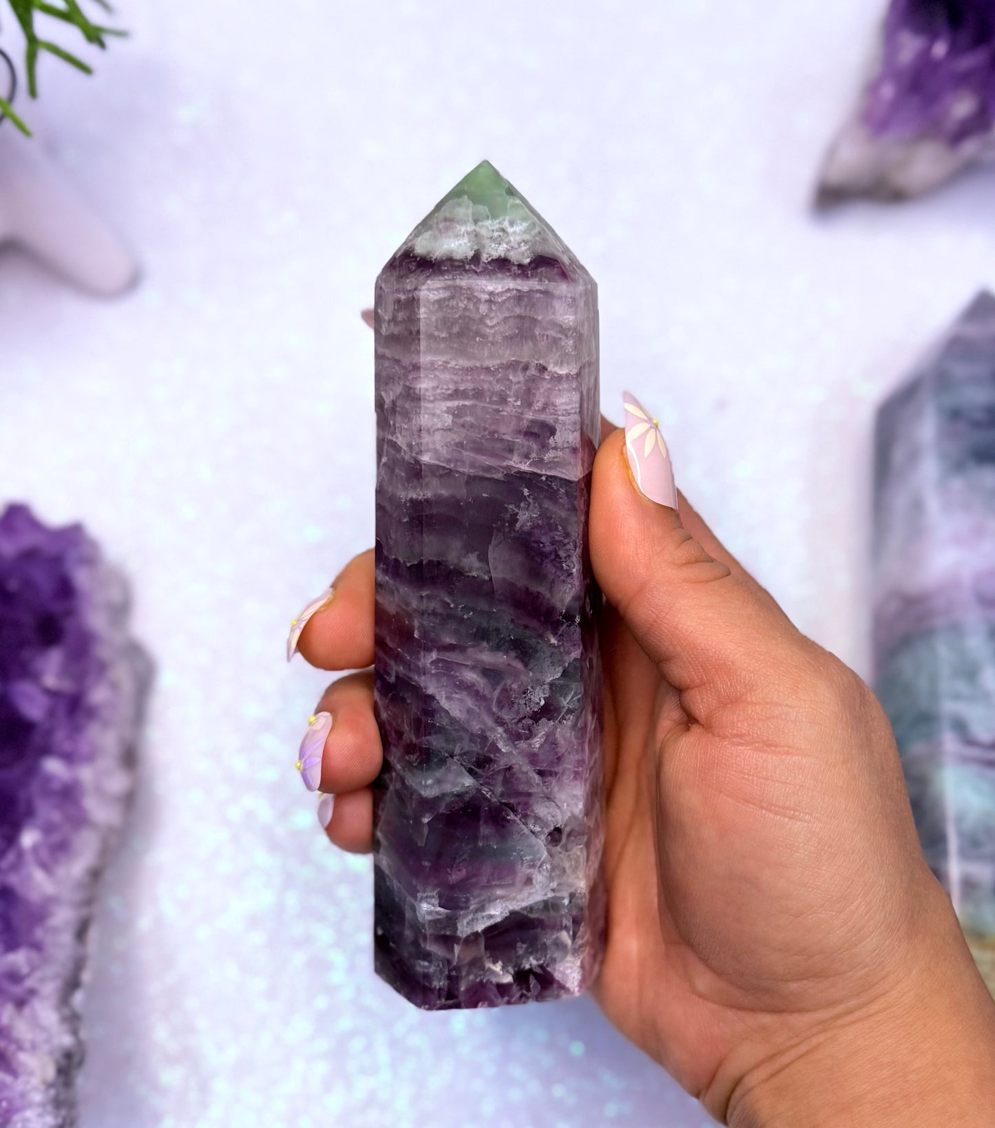 Rainbow Fluorite Point Tower Generator Crystal ‘Felix’ 420g