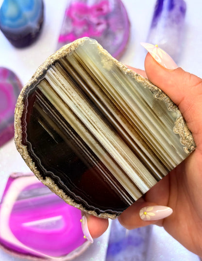 Brown Australian Dyed Agate Basecut Freeform Standing Tower Crystal ‘Brooklyn’ 486g