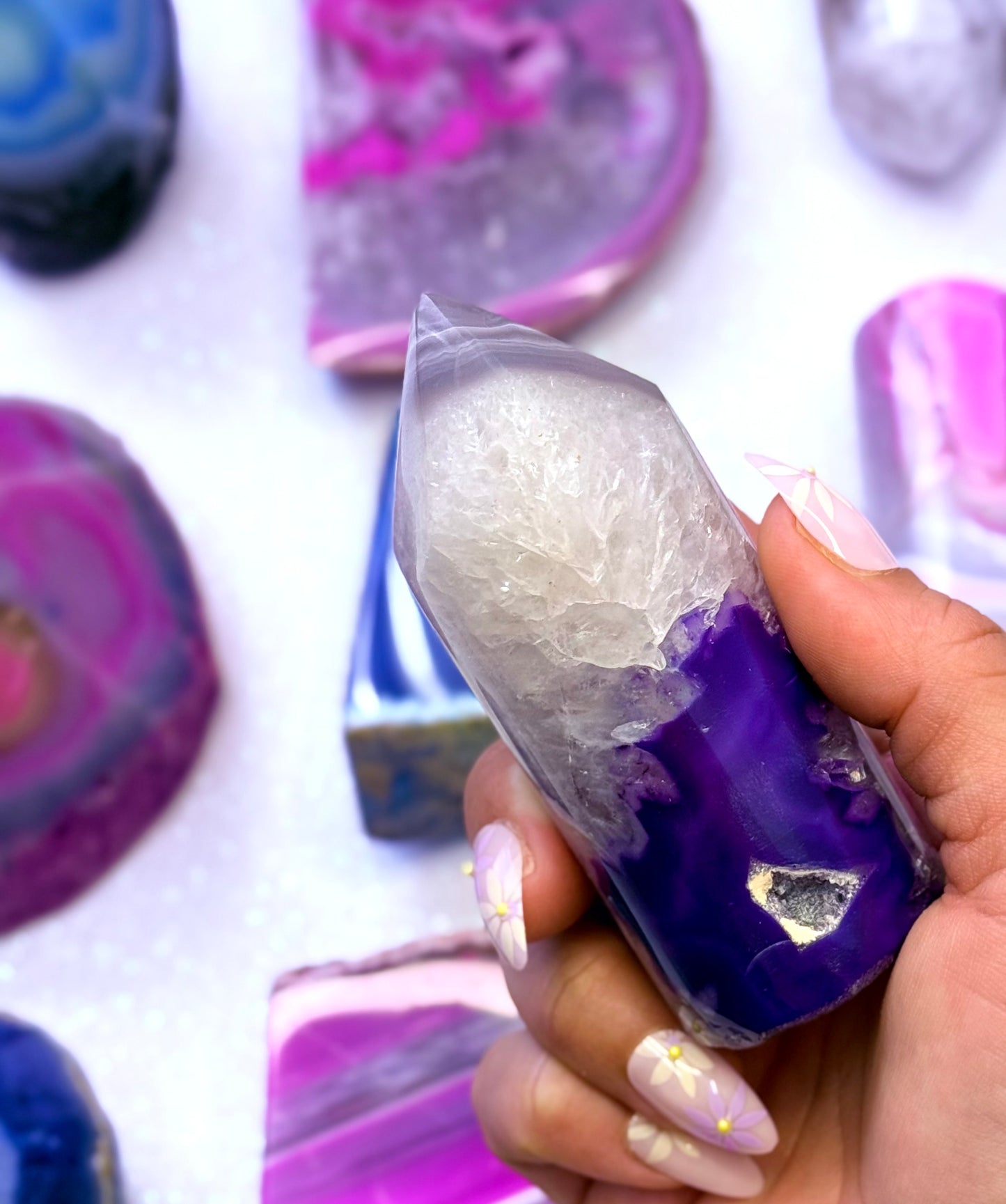 Purple Agate Point Tower Generator Natural Dyed Crystal ‘Peta’ 219g