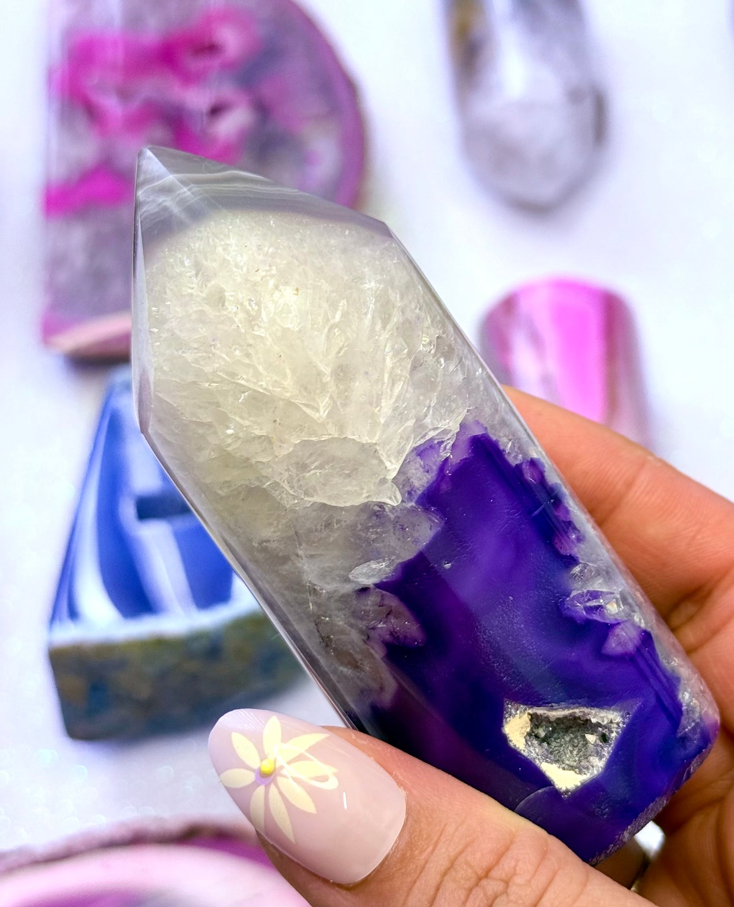 Purple Agate Point Tower Generator Natural Dyed Crystal ‘Peta’ 219g