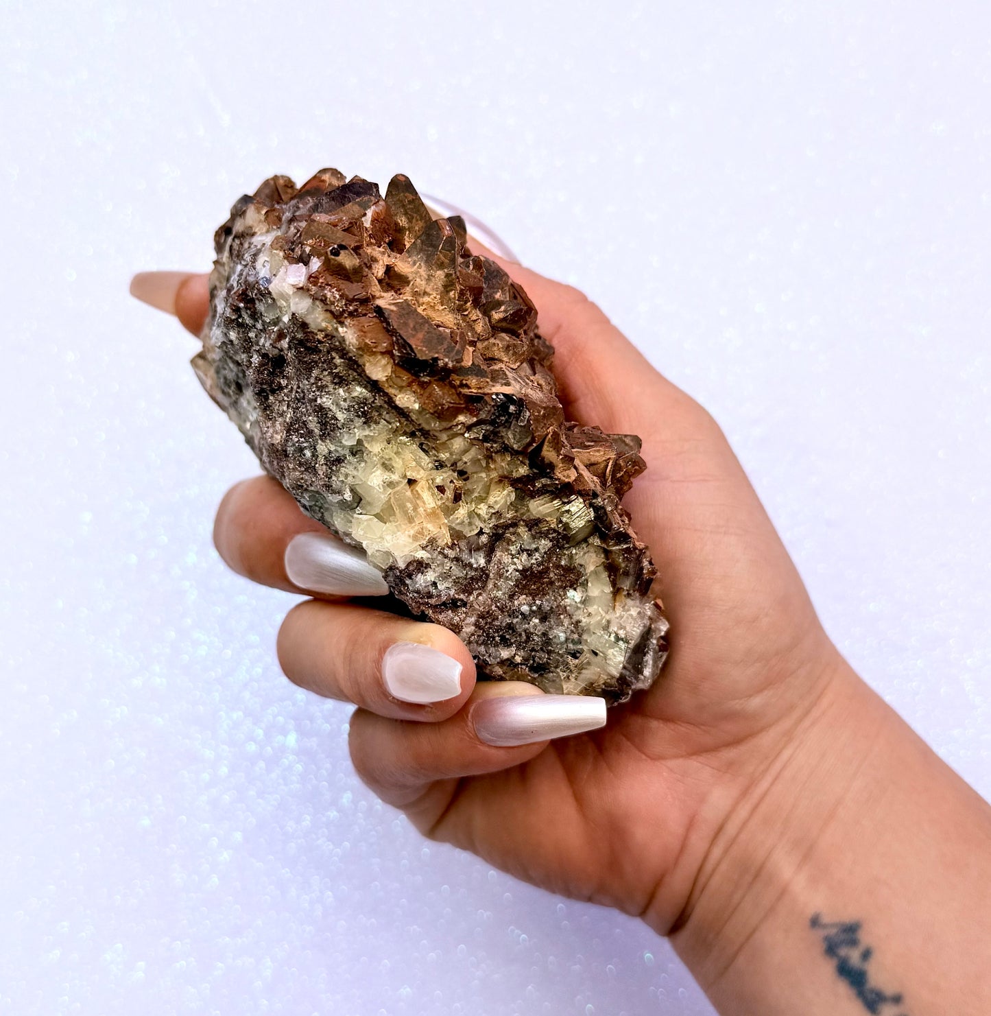 Rare Red, White, Brown and Lemon Calcite Dogtooth Cluster From Mexico 467g #2