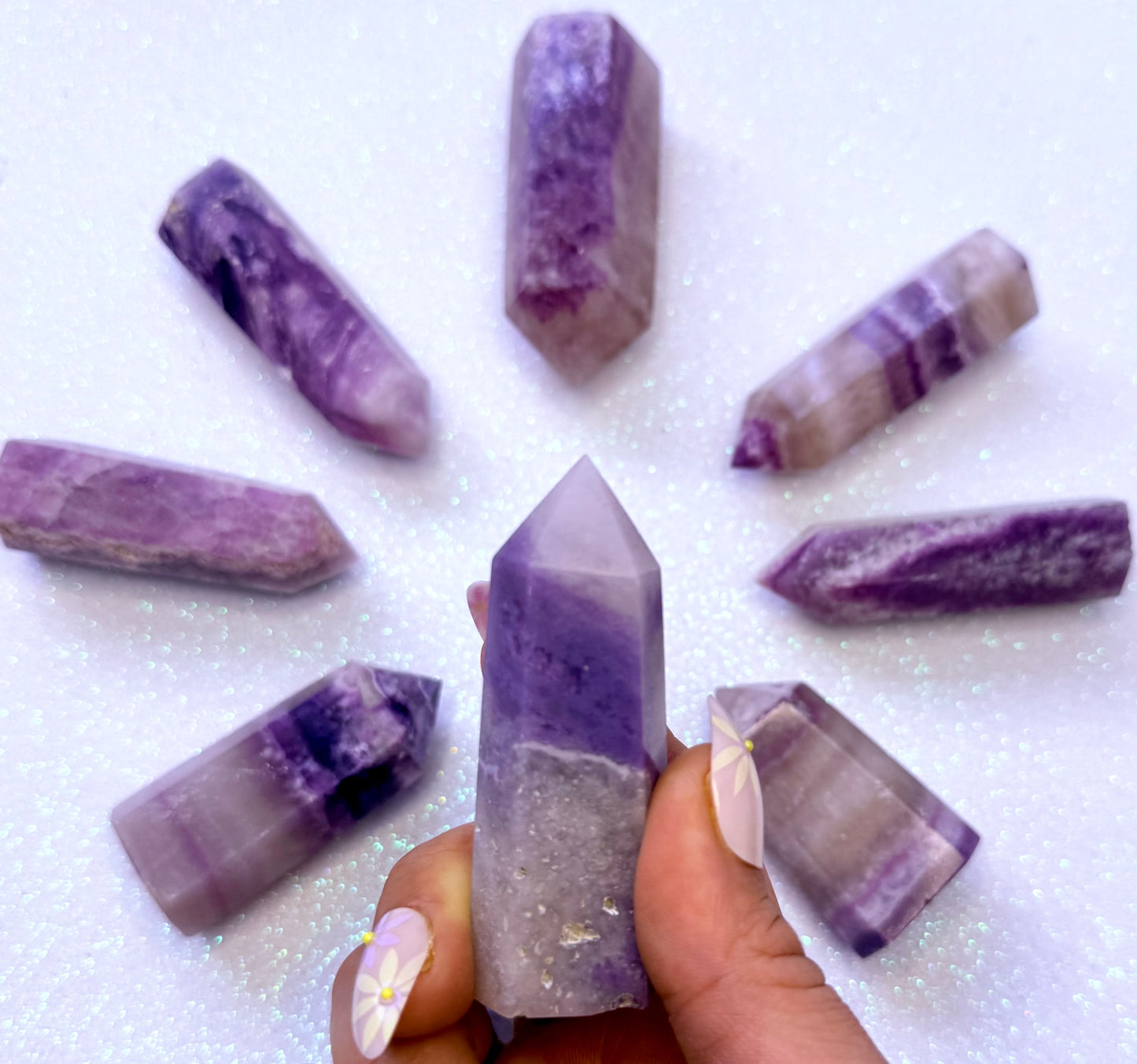 Rare Purple Silk Fluorite Point Tower 64g #9