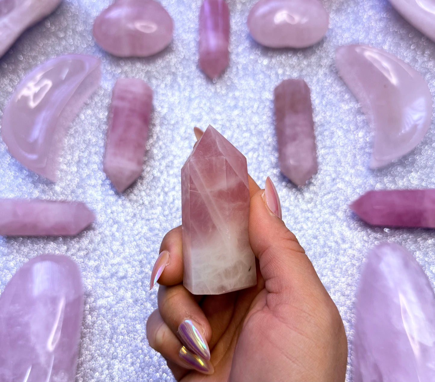 Rose Quartz Point Generator Crystal Tower - 112g