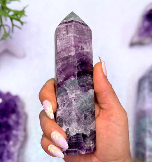 Rainbow Fluorite Point Tower Generator Crystal ‘Felix’ 420g