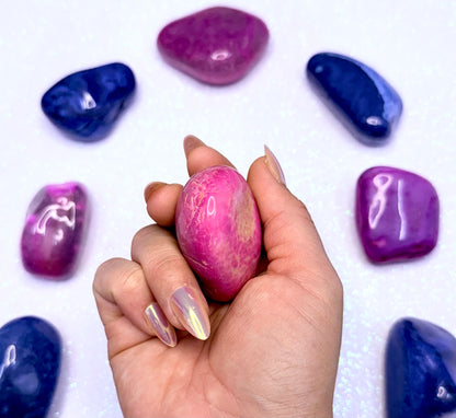 Pink Agate Dyed Palm Stone #2