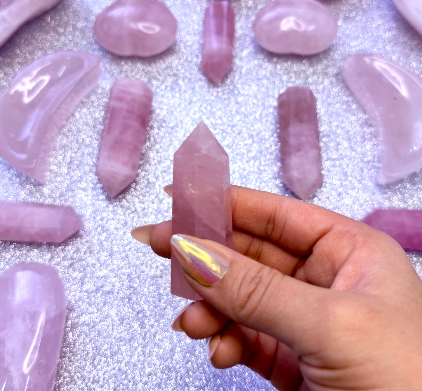 Rose Quartz Point Generator Crystal Tower - 53g