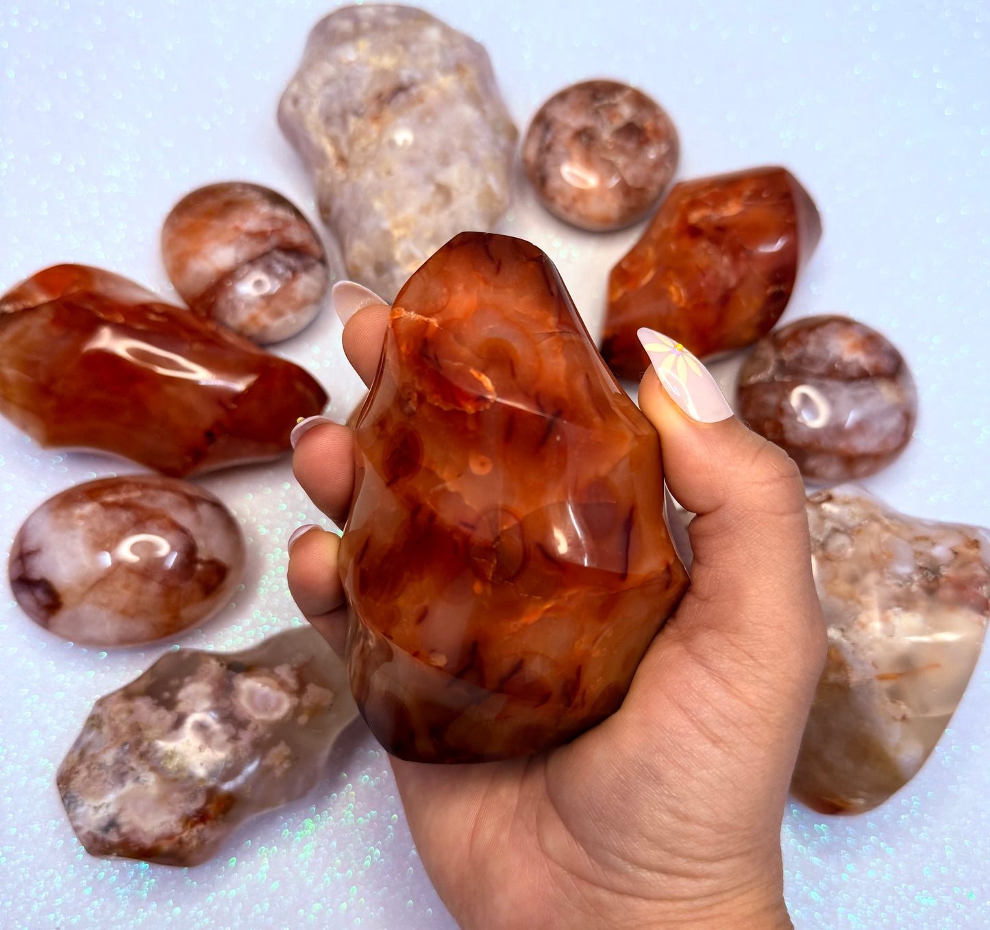 Carnelian Flame Freeform Crystal Tower ‘Charlie’ 423g