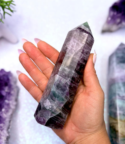 Rainbow Fluorite Point Tower Generator Crystal ‘Felix’ 420g