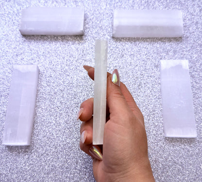 Selenite Polished Raw Rectangle Charging Plate - Large