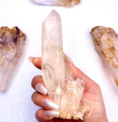 Himalayan Cathedral Clear Golden Quartz Cluster “Houston” 352g