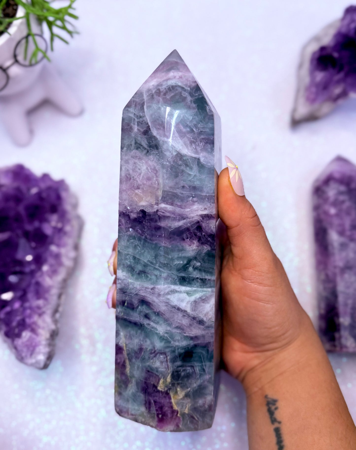 Rainbow Fluorite Point Tower Crystal Generator ‘Faith’ 1.47kg