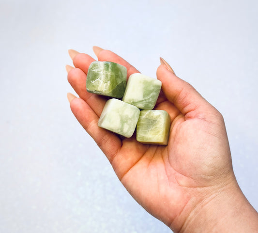 Hsiuyen Nephrite Green Jade Cube Tumble Stone - Large