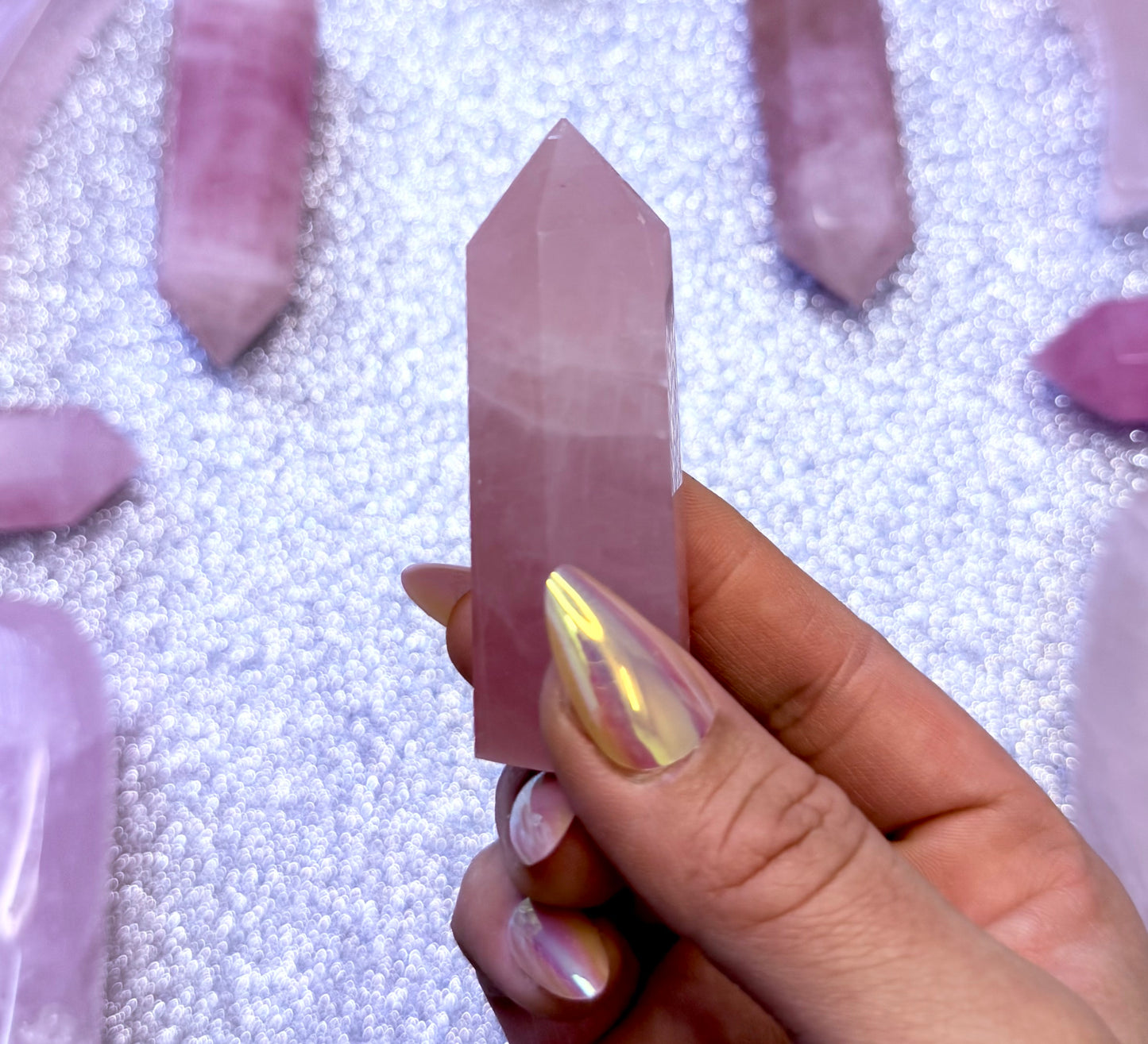Rose Quartz Point Generator Crystal Tower - 63g