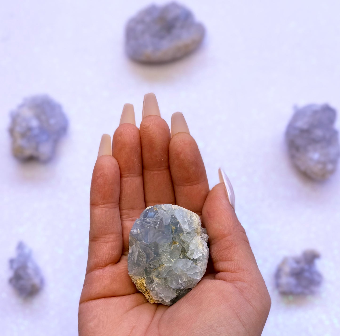 Celestite Cluster Egg 103g #1