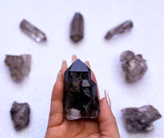 Smoky Quartz Raw Point Generator Standing Tower 101g #2