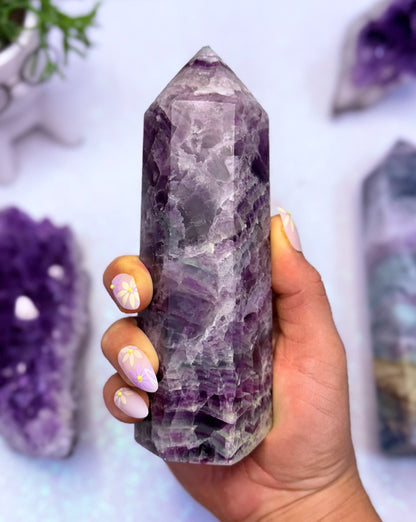 Rainbow Fluorite Point Tower Generator ‘Farah’ 0.658kg