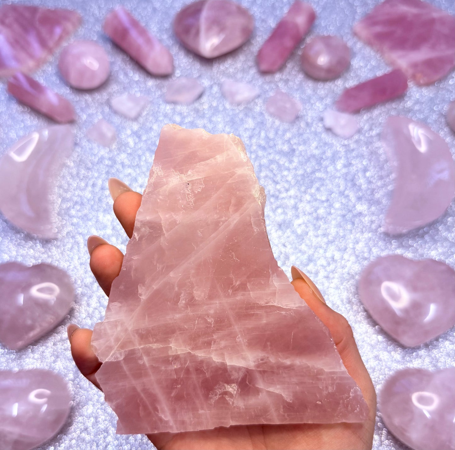 Rose Quartz Polished Slab Slice Crystal - 243g