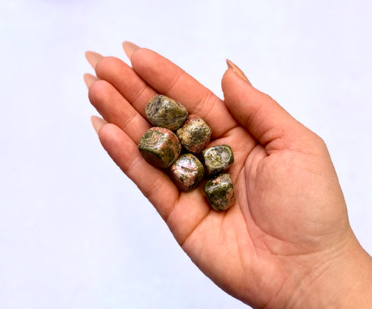 Unakite Cube Tumble Stone Small