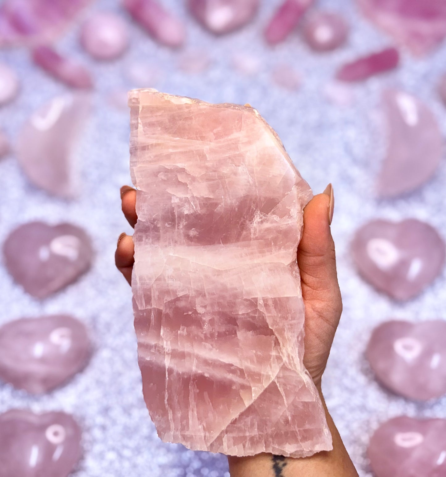 Rose Quartz Polished Slab Slice Crystal - 0.503kg
