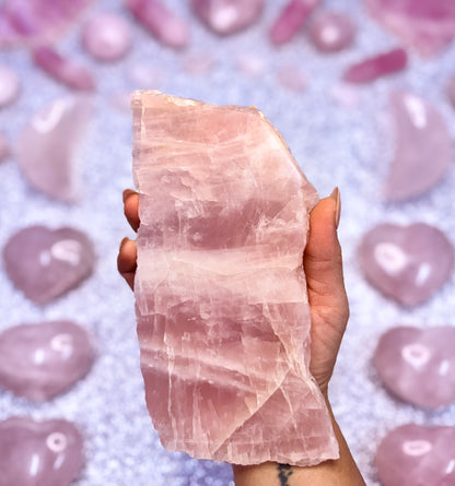 Rose Quartz Polished Slab Slice Crystal - 0.503kg