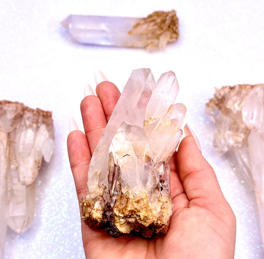 Himalayan Cathedral Clear Golden Quartz Cluster “Haven” 238g