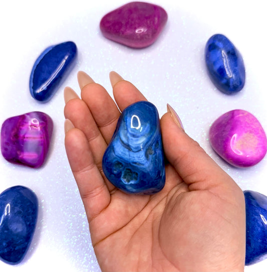 Blue Agate Palm Stone #3