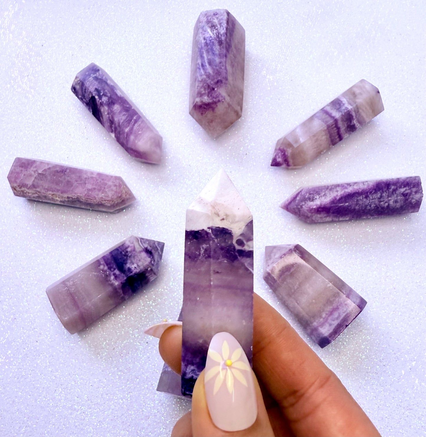 Rare Purple Silk Fluorite Point Tower 46g