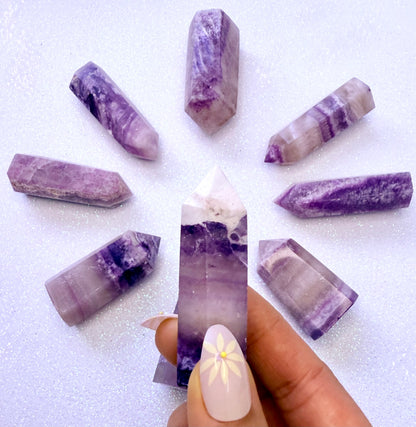 Rare Purple Silk Fluorite Point Tower 46g