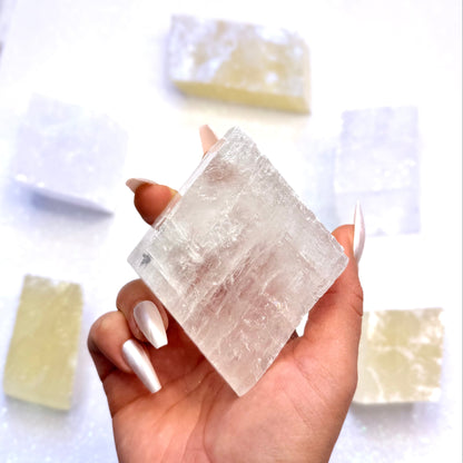 Clear Iceland Spar Optical Calcite Raw Crystal Slab #4 300g