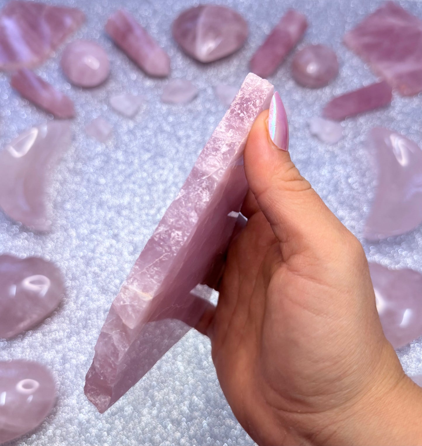 Rose Quartz Polished Slab Slice Crystal - 243g