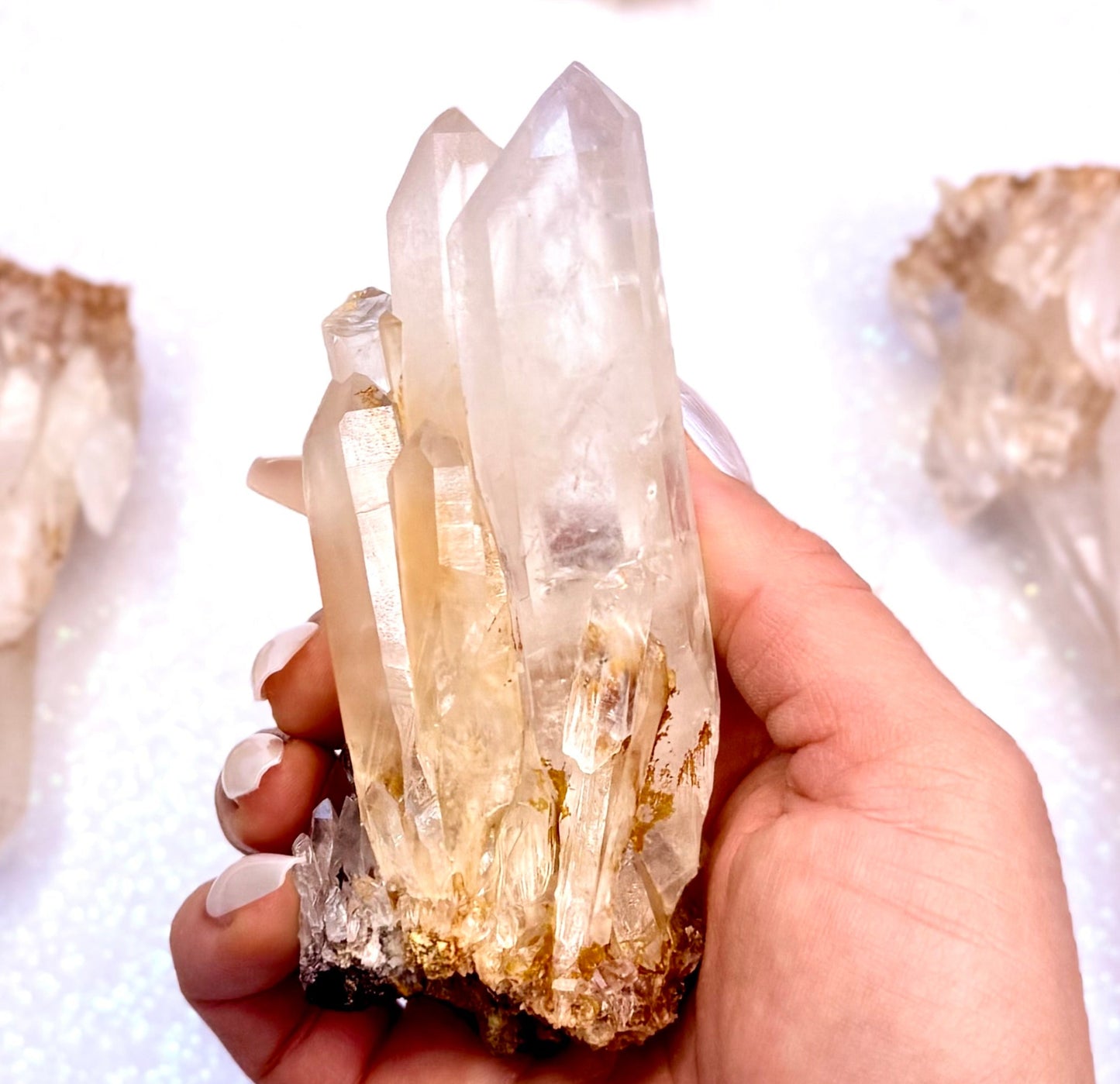 Himalayan Cathedral Clear Golden Quartz Cluster “Haven” 238g