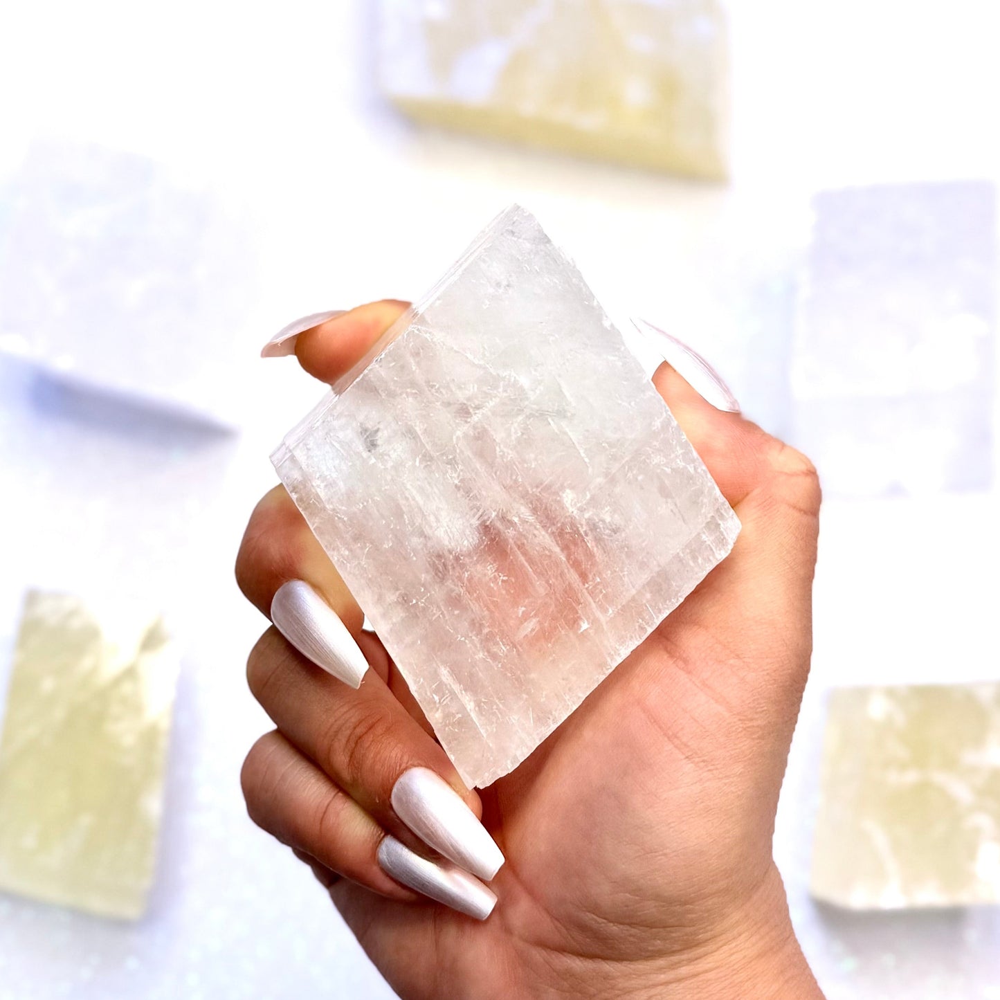 Clear Iceland Spar Optical Calcite Raw Crystal Slab #4 300g