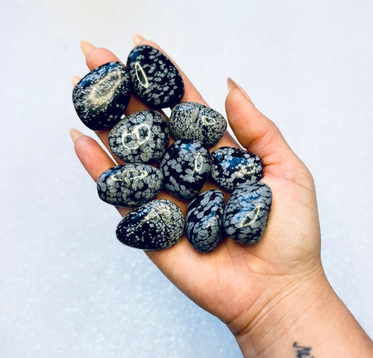 Snowflake Obsidian Tumble Stone Spotty Large