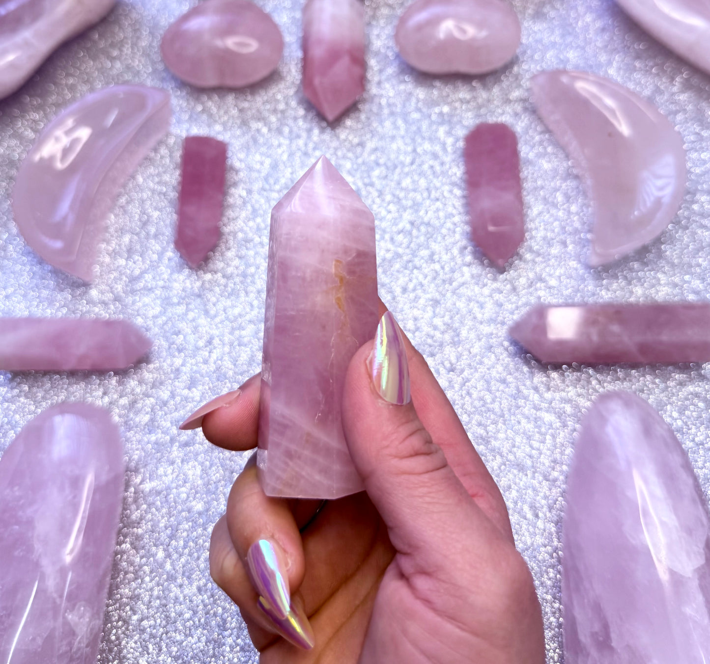 Rose Quartz Point Generator Crystal Tower 126g #3