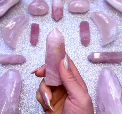 Rose Quartz Point Generator Crystal Tower 126g #3